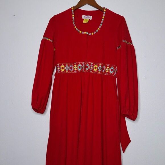 Evelyn Pearson Vintage Embroidered Lounge Robe Size 8 - Picture 4 of 8